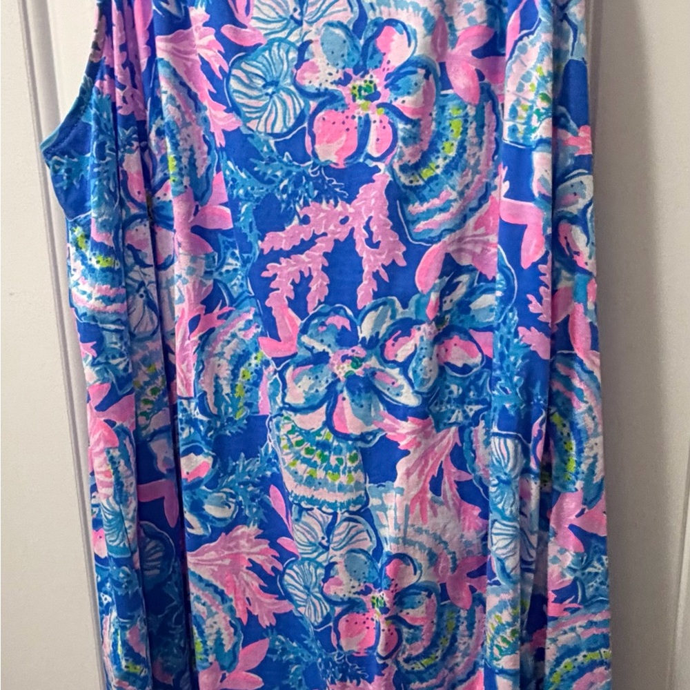 Lilly Pulitzer Blue and Pink Floral Dress Madsen
